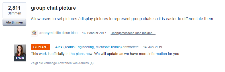 Microsoft Antwort Gruppen Chat Bild