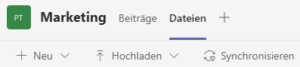 Synchronisation der Dateien im privaten Kanal "Marketing"