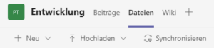 Synchronisation der Dateien im öffentlichen Kanal "Entwicklung"