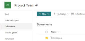 Öffentliche Kanäle besitzen keine separate SharePoint-Site