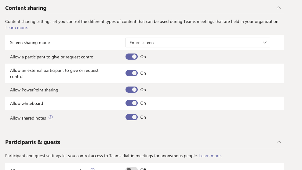 Content sharing in Microsoft Teams