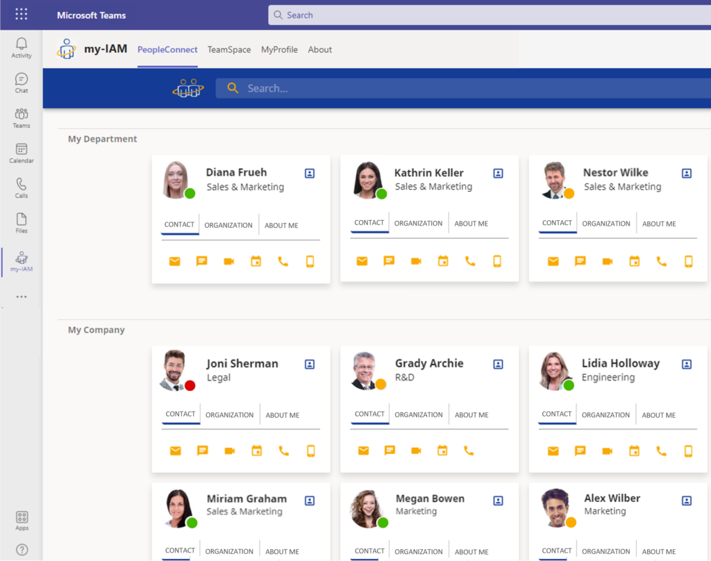 Find contacts in Microsoft Teams with my-IAM PeopleConnect